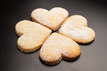 Shortbread in the shape of a heart isolated on white background.