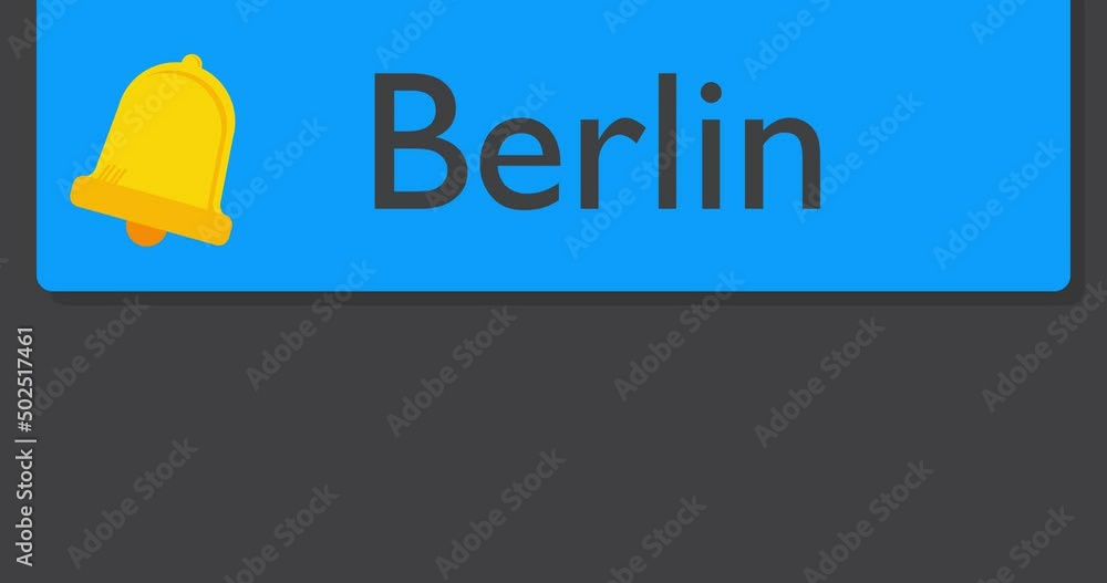 Poster berlin text on notification bubble from portable information device screen. mobile app message, conn