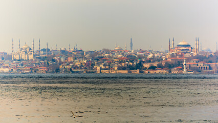 The Blue Mosque and Hagia Sophia. Retro style