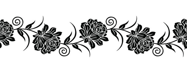 Abstract vector rose flower border