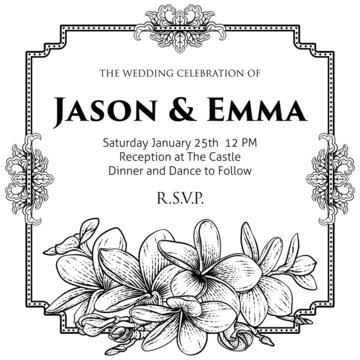 Plumeria Tropical Flower Wedding Invite Background
