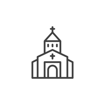Monastery building line icon