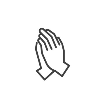 Praying hands line icon