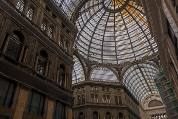 Ceiling of public shopping mall built in 1887 named after King Umberto, Galleria Umberto I is part...