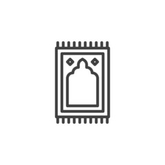 Islamic prayer rug line icon