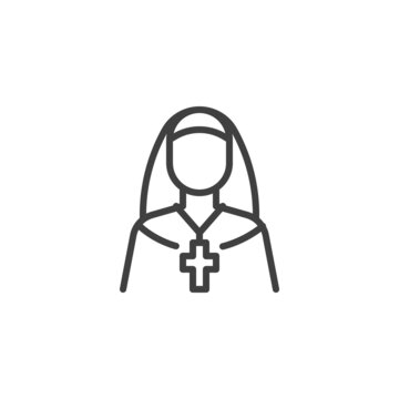 Nun sister line icon