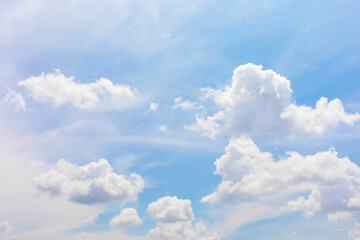 Naklejka na ściany i meble Blue sky and white clouds or cloudscape.