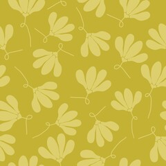 Seamless vintage pattern. light yellow flowers of the plant. Mustard background. vector texture. fashionable print for textiles, wallpaper and packaging.