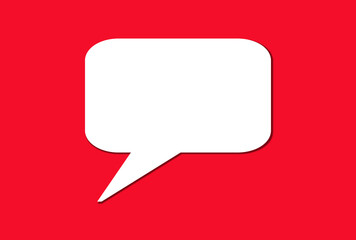 Weißer Sprechblase mit Textfreiraum auf rotem Hintergrund