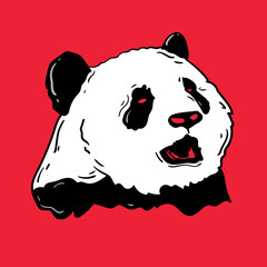 panda face with baseball cap vector illustration on red color background. suitable to print on gift card and sticker
