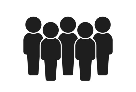 立っている5人の人のアイコン・ピクトグラム - チーム・集団のイメージ素材

