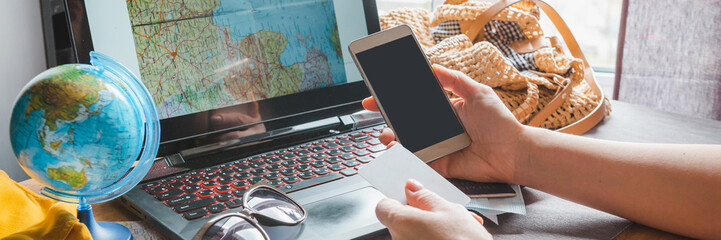 Travel. Online travel plans with Covid passport and Covid test. Traveling after quarantine, lockdown, covid 19. Staycation.local travel new normal.Tourism after border opening, quarantine end