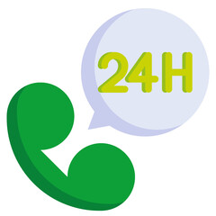 24 HOURS SUPPORT flat icon,linear,outline,graphic,illustration