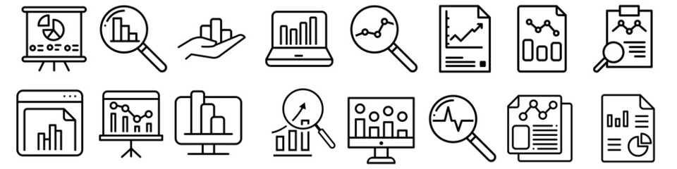 Data analysis icon vector set. profit graph illustration sign collection. data science symbol or logo. - obrazy, fototapety, plakaty