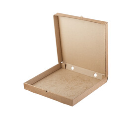 Open cardboard empty pizza box isolated