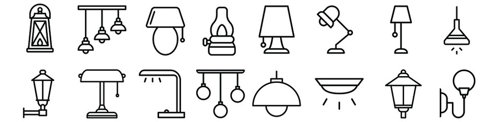 Fototapeta Lamp icon vector set. illuminator construction illustration sign collection. lighting symbol or logo. obraz