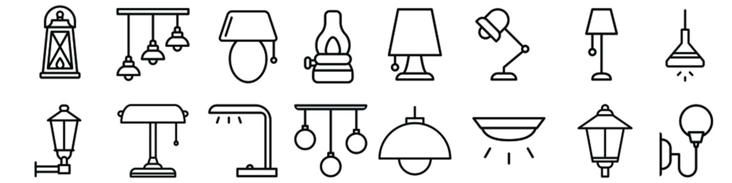 Lamp icon vector set. illuminator construction illustration sign collection. lighting symbol or logo.