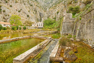 Fototapeta na wymiar a very old fortress in montenegro in summer