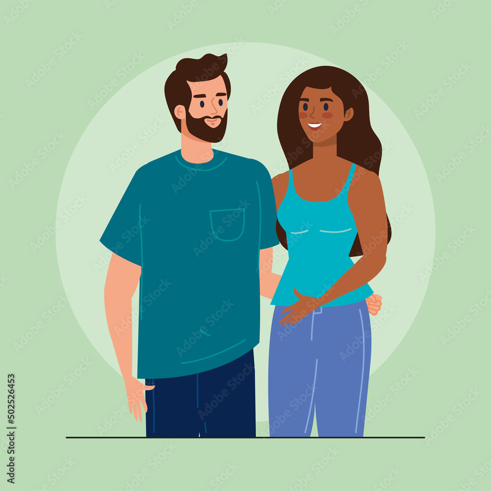 Sticker interracial lovers couple