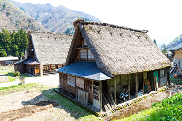 World Heritage site Ainokura (Gokayama) mountain village in Toyama prefecture. - obrazy, fototapety, plakaty