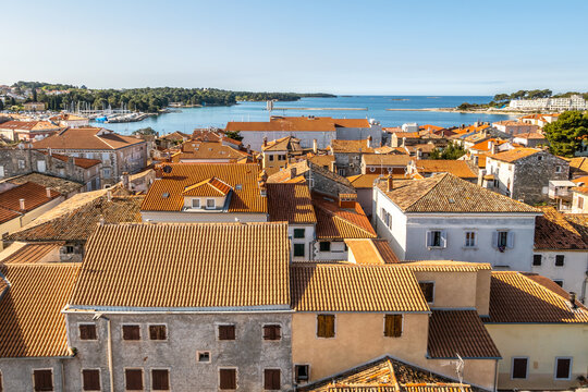 View from Bell tower of Euphrasian Basilica complex in Porec - Croatia