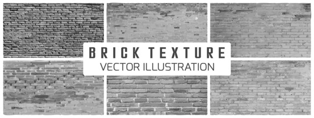 Vector brick wall. gray brick textures collection