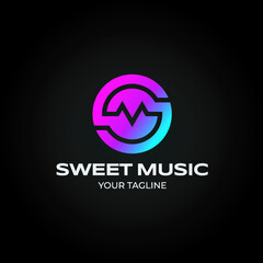 Sweet Music SM Initial Simple Bold Logo
