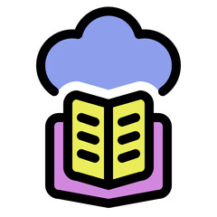 cloud library line color icon