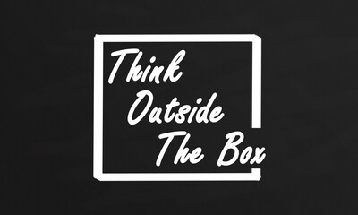 Naklejka na ściany i meble think Outside The Box design on Chalkboard. Creative Writing and Brainstorming and Different Thinking Concept 