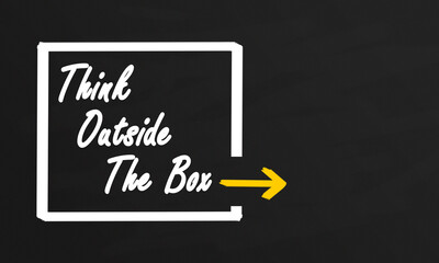 Outside the box Thinking typography with arrow. different and creative Thinking Concept 