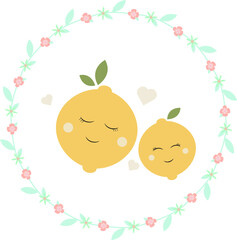 drawing lemons mom and baby. baby print