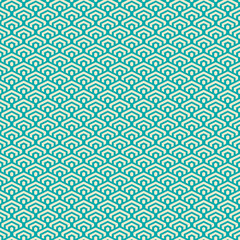 colorful simple vector pixel art seamless pattern of minimalistic persian green and champagne colors geometric scaly hexagon pattern in japanese style