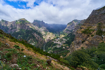 Fototapeta na wymiar View of the Curral das Freiras valley, mountains in Madeira