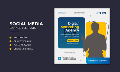 Digital marketing corporate social media post and instagram banner template