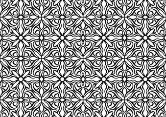 tile with abstract floral ornaments drawn on a white background for coloring, vector seamless pattern