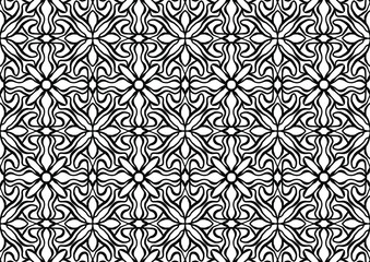 tile with abstract floral ornaments drawn on a white background for coloring, vector seamless pattern
