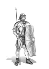 Roman legionary 1 century a.c. black and white