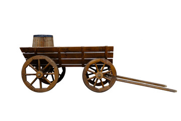 Fototapeta premium wooden wagon isolated on white background