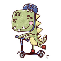 cool dinosaur on scooter
