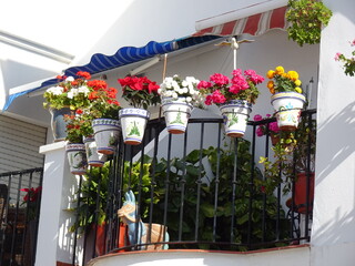 [Spain] Colorful potted flowers on the balcony (Frigiliana)