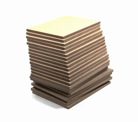 23 boards of raw mdf, on a white background.