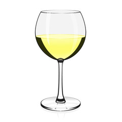 Glass with white wine isolated on a white background