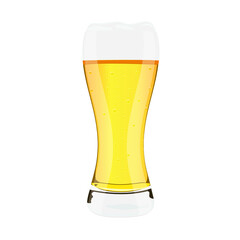 glass of light beer isolated on a white background