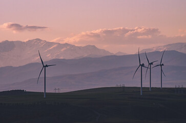 wind turbine at sunset