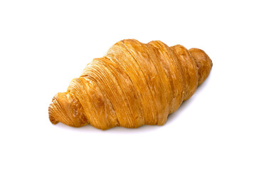 Plain Croissant, a classic crescent-shaped croissant. isolated on a white background.