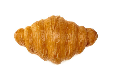 Plain Croissant, a classic crescent-shaped croissant on top view. isolated on a white background.
