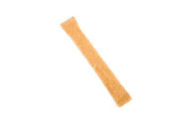 Sugar stick. Sugar in paper kraft packaging. Mock up for design isolated on white background