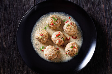 Banh Mi Vietnamese spicy Meatballs, top view