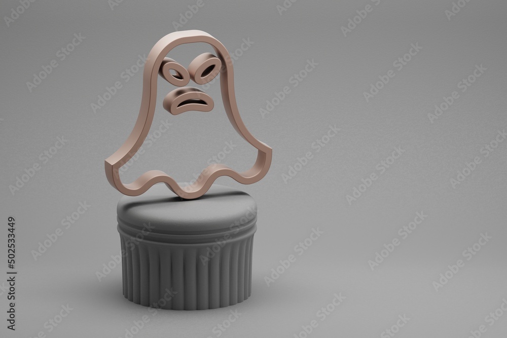 Aufkleber Beautiful abstract illustrations Halloween ghost symbol icons on a column stand and wonderful background. 3d rendering illustration. Background pattern for design.