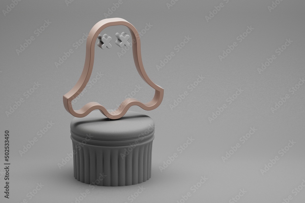 Poster Beautiful abstract illustrations Halloween ghost symbol icons on a column stand and wonderful background. 3d rendering illustration. Background pattern for design.